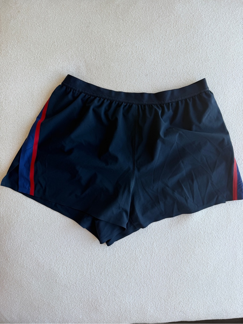 lululemon athletica Black Athletic Shorts with Blue and Red Side Stripe - Picture 3 of 4